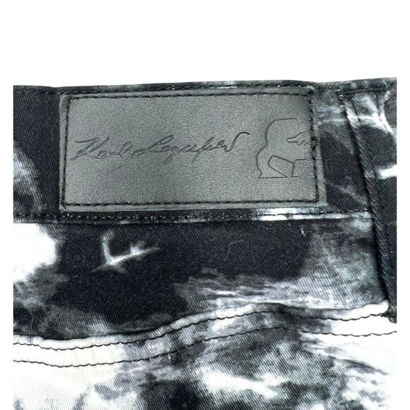 Karl Lagerfeld Tie-Dye Black & White Skinny Jeans Womens Size 12 Frayed Hem - Picture 5 of 14